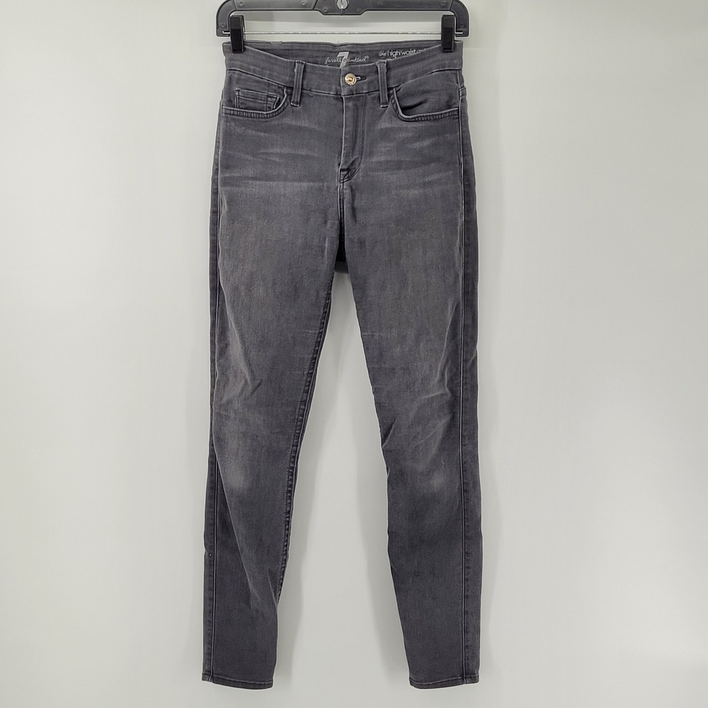 7 For All Mankind‎ High Waist Ankle Skinny Jeans Womens 26 Gray Stretch Denim